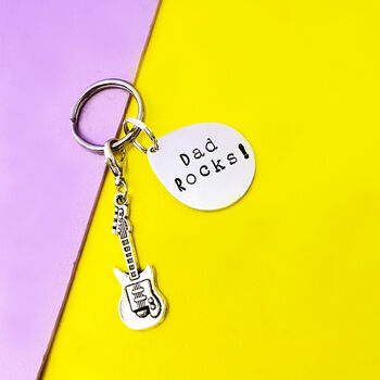 Personalised Dad Rocks Guitar Keyring, 3 of 8
