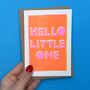 Hello Little One New Baby Risograph Card, thumbnail 1 of 3
