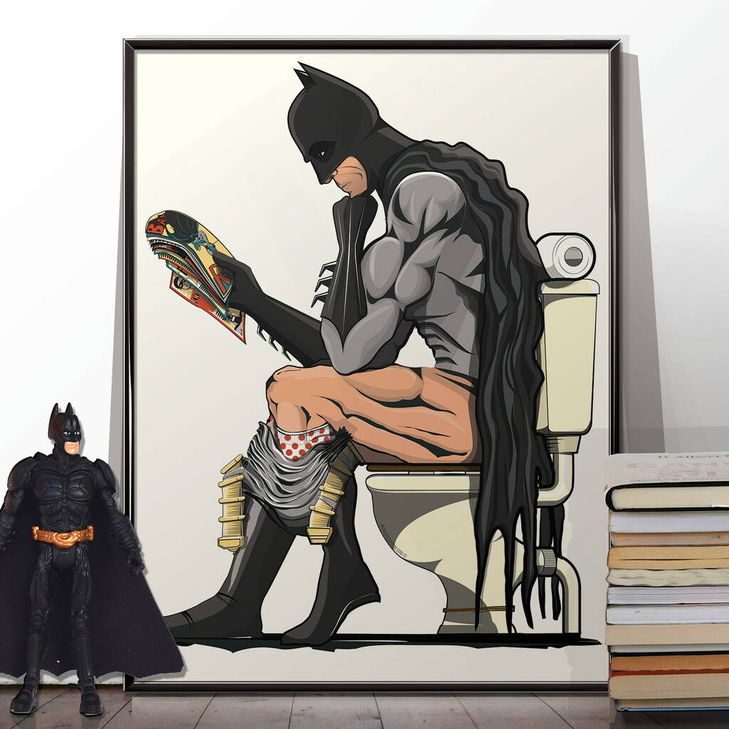Batman On The Toilet Print By Lime Lace 