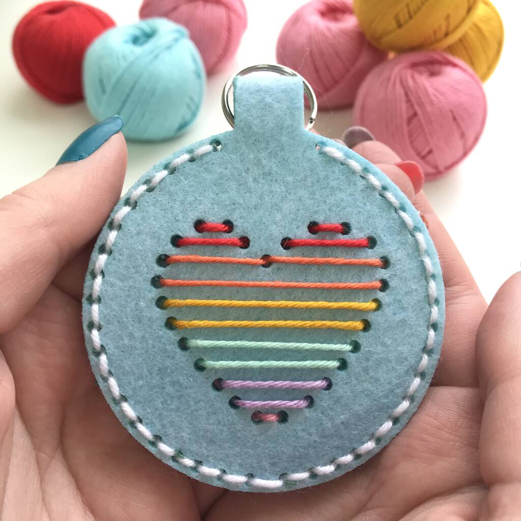 Rainbow Keyring Embroidery Kit By just toppers