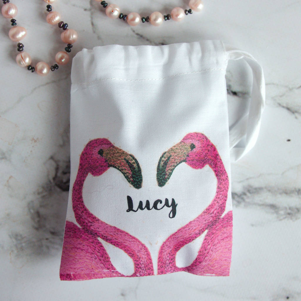 personalised flamingo wedding mini gift bag by snapdragon