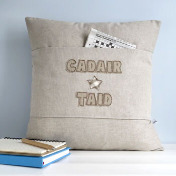 Personalised Linen Christmas Cushion With Pocket Gift, 7 of 12