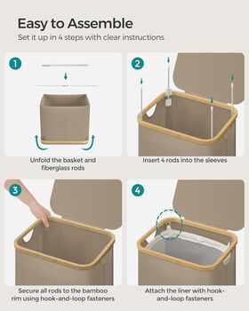 Slim Laundry Basket Hamper With Lid, 7 of 8