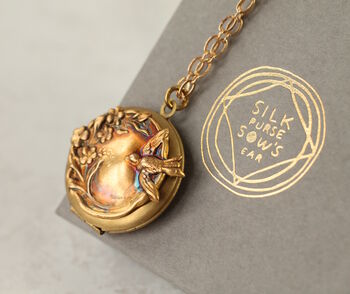 Antique Pastoral Bird Locket Necklace, 7 of 11