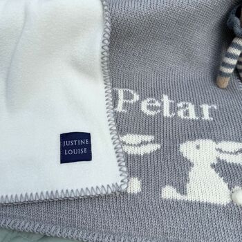 Personalised Knitted Bunny Baby Blanket, 6 of 10