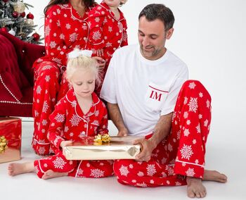 Family Christmas Red Snowflake Personalised Pyjamas, 3 of 11