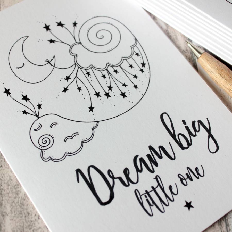 Dream Big Little One, Illustrated New Baby Card, 1 of 2
