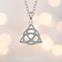 Celtic Triquetra Necklace In Sterling Silver, thumbnail 1 of 8