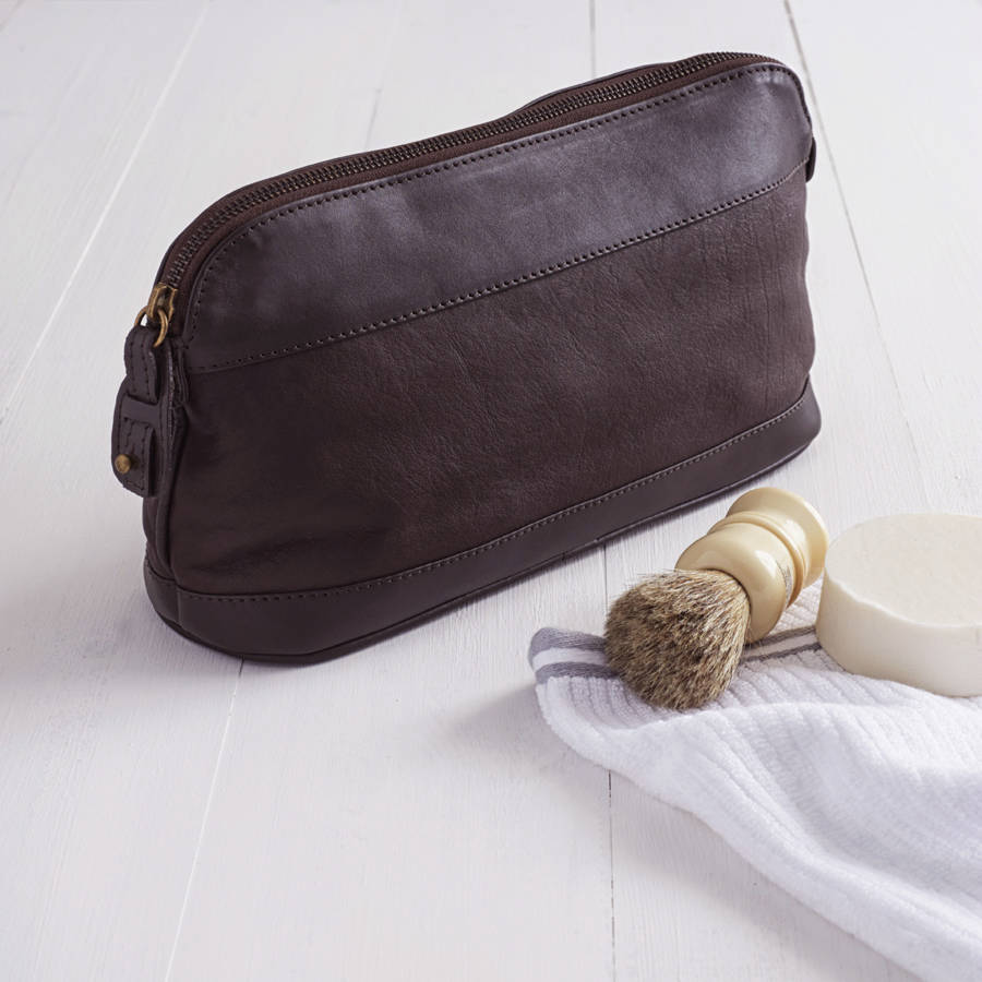 Personalised Corporate Gift Leather Wash Bag, 1 of 4