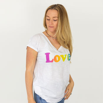 Ombre 'Love' Organic Slub V Neck T Shirt, 3 of 4