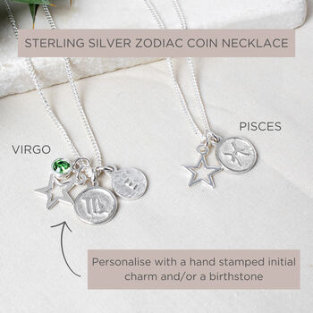 Sterling Silver Zodiac Coin Necklace, 6 of 7