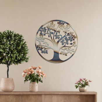 Circular Metal Tree Wall Artwork For Living Room Bedroom Or Hallway Decor, 9 of 11