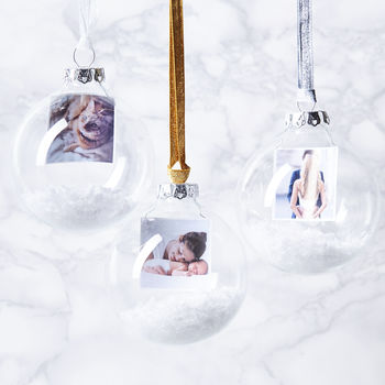 Personalised Photo Snow Globe Christmas Bauble, 5 of 5