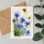 Cornflower And The Bees, Greeting Card, thumbnail 1 of 3