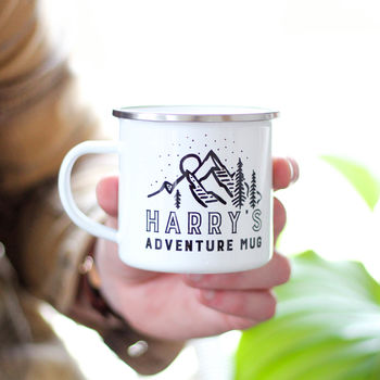 Personalised Adventure Travel Gift Enamel Mug, 3 of 5