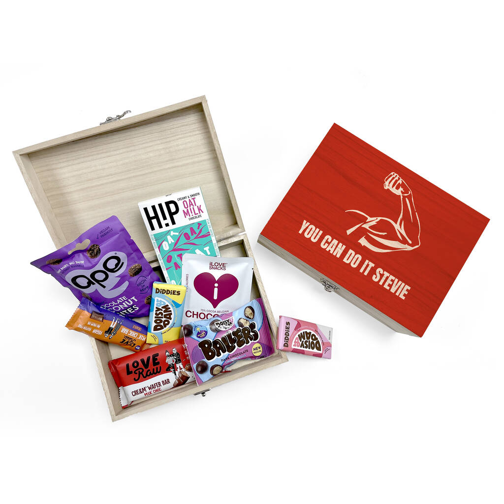 Personalised Motivational Vegan Chocolate Snacks Box, 1 of 6
