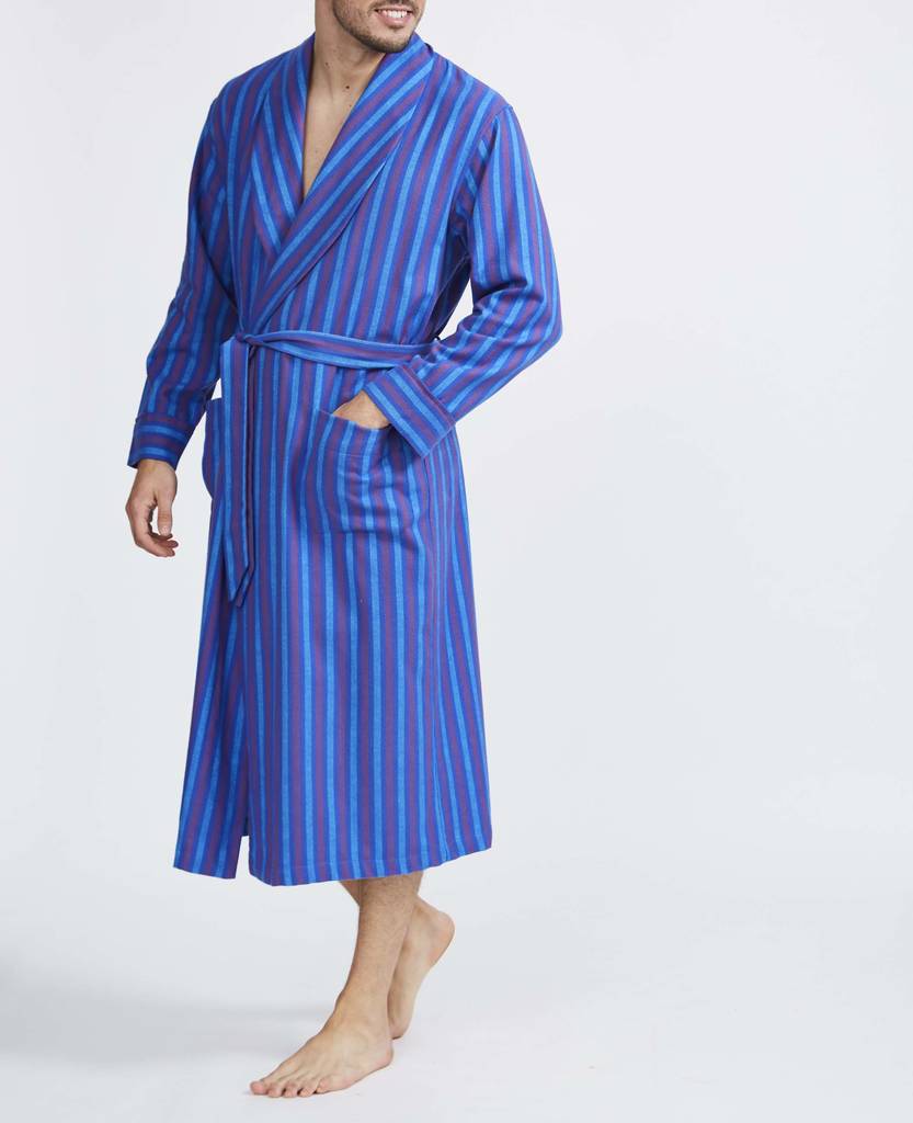 Men's Jester Stripe Two Fold Flannel Robe By BRITISH BOXERS ...