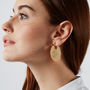 Tribal Hoop Earrings In Gold Plate And Raw Brass, thumbnail 3 of 7
