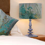 Hedgerow Lampshade In Blues And Green On Grey, thumbnail 2 of 7
