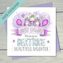 Daughter Childrens Fairy And Unicorns Birthday Card, thumbnail 1 of 4