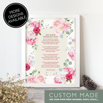 Custom Made Personalised Handmade Floral Poem Print, 3 of 12
