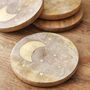 Set Of Four Wooden Crescent Moon Coasters, thumbnail 2 of 5