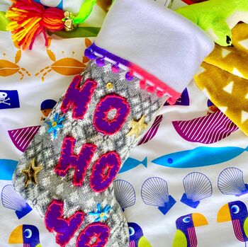 Personalised Colourful And Sparkly Christmas Stocking, 4 of 5