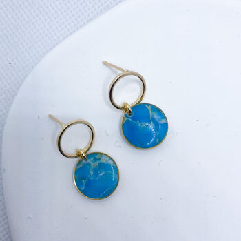 Circular Turquoise Stud Earrings 'Something Blue', 3 of 10
