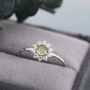 Genuine Peridot Halo Ring In Sterling Silver, thumbnail 3 of 11