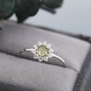 Genuine Peridot Halo Ring In Sterling Silver, 3 of 11