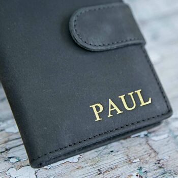 Personalised Black Buffalo Leather Credit Card Case, 5 of 8