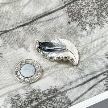 Forest Tree Print Scarf And Magnetic Leaf Brooch, 5 of 5