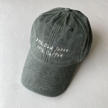 85% Dad Jokes 15% Coffee Embroidered Slogan Cap, 2 of 6