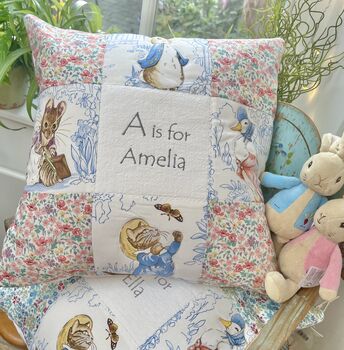 Beatrix Potter Patchwork Floral Name Cushion, 8 of 8