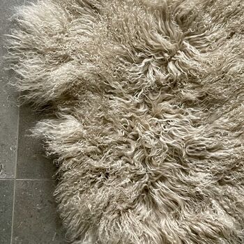 Curly Tibetan Sheepskin Rug Birch, 2 of 2