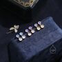 Sterling Silver Moonstone And Cz Dangle Stud Earrings, thumbnail 4 of 11