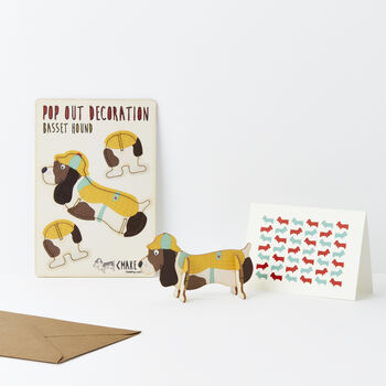 Pop Out Basset Hound Greeting Card, 2 of 2