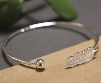 Feather Open Cuff Bangle For Women, 4 of 9