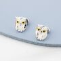 Cute Baby Owl Face Stud Earrings In Sterling Silver, thumbnail 6 of 11