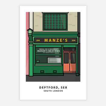 Deptford, Manzes Pie And Mash Illustration Print, 5 of 5