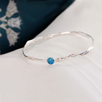 Handmade Organic Delicate Opal Bangle, 4 of 7