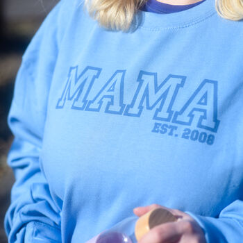Personalised Mama Est. Sweatshirt College Sweater, 3 of 7