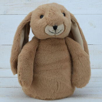 Brown Bunny Door Stop With Engraved Heart Keyring, 4 of 6