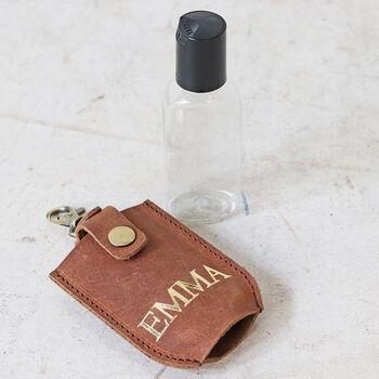 Personalised Leather Hand Sanitiser Keyring With Bottle, 6 of 12