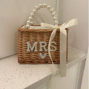 Personalised Wicker Pearl Bridal Hen Party Bag, 2 of 4