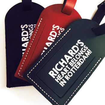 Leather Luggage Tag With Metallic Print, 8 of 9