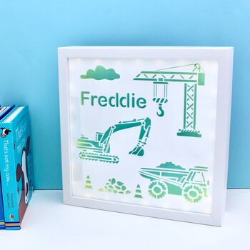 Personalised Digger Night Light Box Light, 2 of 7