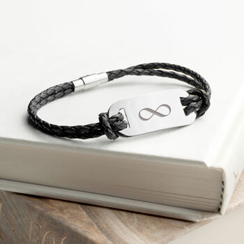 Personalised Men's Infinity Statement Leather Bracelet, 4 of 12