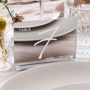 Personalised Silver Mirror Wedding Table Numbers, 2 of 3