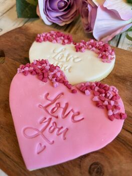 Personalised Heart Biscuit Letterbox Gift – Vanilla Iced Biscuits With Love Sprinkles, 4 of 5